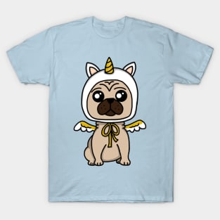 Chibi Unicorn Pug (Large Design) T-Shirt